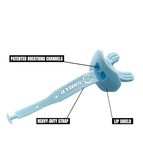 O Shield Striker Football Lip Guard with Permanent Strap - color: Columbia Blue