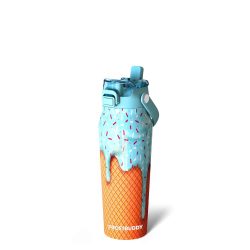 Frost Buddy 24oz Insulated Water Bottle - Straw & Chug Lid - Leak-Proof - color: Blue Ice Cream, size: 24 Ounces