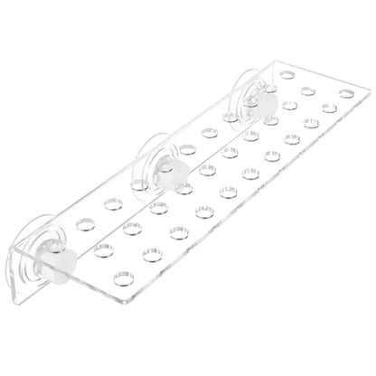 POPETPOP Coral Frag Rack : 32 Holes Clear Acrylic Coral Bracket with Powerful Suction Cup for Fish Tank Aquarium, 13.17X4.13X2.16in