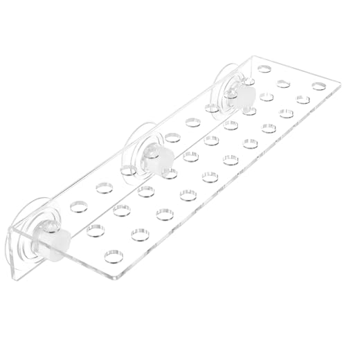 POPETPOP Coral Frag Rack : 32 Holes Clear Acrylic Coral Bracket with Powerful Suction Cup for Fish Tank Aquarium, 13.17X4.13X2.16in