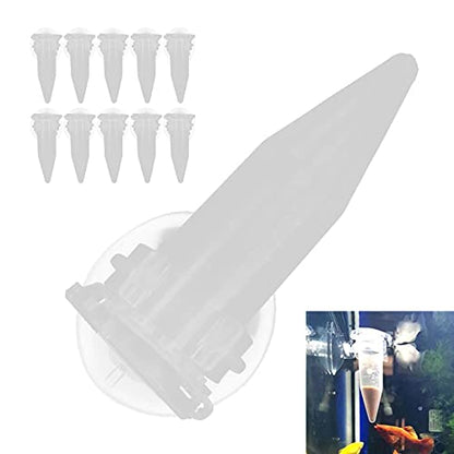 Automatic Fish Feeder, Auto Fish Feeder Fish Feeding Tube Brine Shrimp Eggs Fish Food Feeder 10Pcs Red Funnel Cup Fish Tank Feeding Cup for Feeding Fish with Suckers