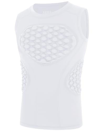 Blueleaf Youth Baseball Chest Protector Padded Compression Sleeveless Shirt Rib Heart Sternum Guard Softball Football - color: White, size: X-Large