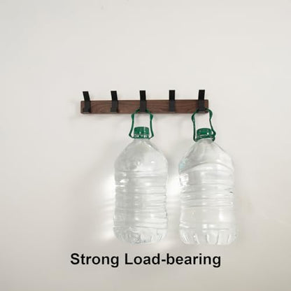 Coat Rack Wall Mount - 16.9 Inches Coat Rack Wall Mount with 5 Hooks Walnut Wood Coat Hooks Wall Mounted Rustproof Coat Hanger Black Aluminum Wall Hooks for Hanging Coat Hat Backpack Key - size: 5 Hooks