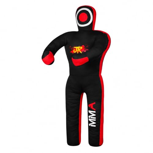MMA Practice Dummy (Standing Position) for Boxing, Fighting, Throwing, Grappling, Karate, jiu-Jitsu, Wrestling Training - UNFILLED - color: Black/Red Canvas, size: 70" (inches)