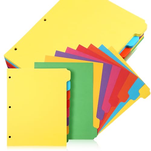 Harloon 30 Set 30 Set 3 Ring Binder Dividers with 8 Tabs, 1/8 Cut Tab Divider 3 Hole Punch 8.5 x 11 Inch Blank Index Binder Bulk 230 GSM Heavyweight Paper for School Class Office Home (Multicolor)