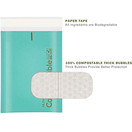 6x10 100% Biodegradable Bubble Mailers,25 Count Teal #0 Compostable Padded Packaging Wrap Envelopes Pouches Eco Friendly Self Seal Bags - color: Teal