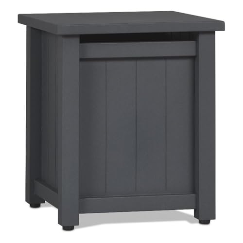 Modern Propane Tank Cover, 20.5" H x 17.5" W, Powder-Coated Metal/Plastic, Gray Finish, Rectangle Design, UV/Rust-Resistant Outdoor Accessory Doubles as Side Table