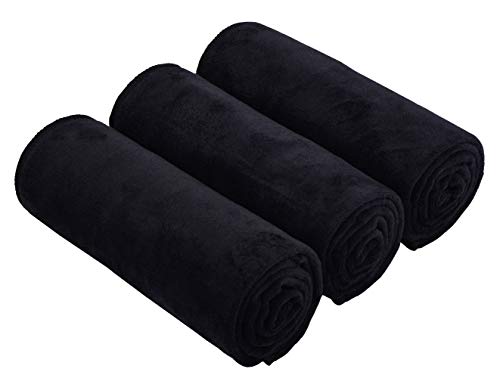 HOPESHINE Gyms Towels for Men & Women Microfiber Exercise Fitness Home Absorbent Sweat Yoga Towels Sports Towels Soft Fast Drying 16inch x32inch 3-Pack - color: Black 3-pack