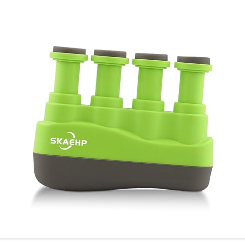 Hand Exerciser - Improves flexibility and strength in fingers, hands, and forearms - Adjustable tension for each finger - Simulated guitar strings help develop calluses - Comfortable workout - color: Green and Gray