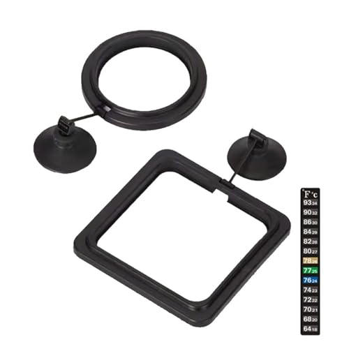 2pcs Feeding Fish Ring Set, Fish Food Feeder +Thermometer Strip, Tank Decor, Aquarium Tank Accessories for Floating Foods, for Betta, Guppy, Goldfish Etc