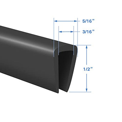 Rubber Edge Trim, 3/16" U Channel Edge Trim, Edge Protector for Glasses or Flexi Glasses, 3/16 in Flexible U Shaped Gasket, Black Color, Length 20 Ft