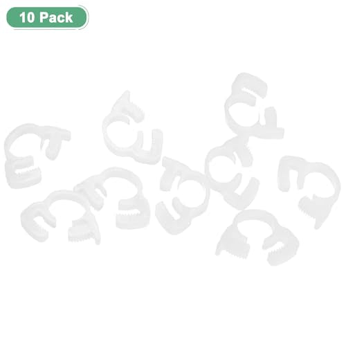 M METERXITY 10-Pack Double Gripping Nylon Hose Clamps, 3/8" 9.1-10.2mm Double Snap Grip Adjustable Ratcheting Clamps for Connecting/Fastening/Sealing Hose/Pipes/Tubing Clamp [White] - size: 3/8"