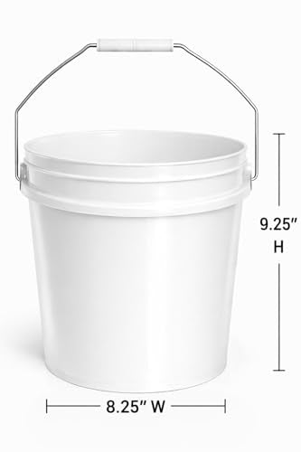 2-Gallon Bucket with Airtight Lid – Made in USA, Food Grade BPA Free Plastic, Heavy Duty Multi-Use, Metal Handle with Grip, Stackable Storage – White, 2 Pack