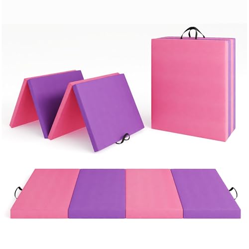 4-Fold Folding Gym Mat, 6x8 Feet 2-Inch Thick Extra Firm, High Density Tumbling Exercise Mat for Home Gym, Gymnastics, Martial Arts, Yoga & Pilates, Non-Slip Portable Floor Mat - color: Four-fold cushion