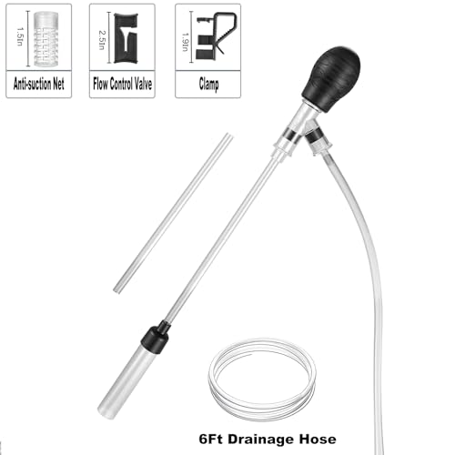 Aquarium Gravel Cleaner 6Ft Hose Silicone Airbag Fish Tank Water Changer Gravel Vacuum Adjustable Length ABS(for 5~20Gal Tank) - size: M(5~20Gal)