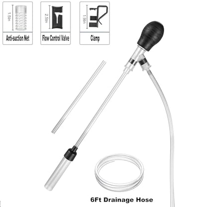 Aquarium Gravel Cleaner 6Ft Hose Silicone Airbag Fish Tank Water Changer Gravel Vacuum Adjustable Length ABS(for 5~20Gal Tank) - size: M(5~20Gal)