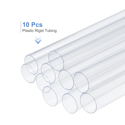 uxcell 10 Pcs Clear Plastic Rigid Tubing 18mm ID x 19mm OD, 0.5 Meters Length Round Polycarbonate Tubing for Aquarium Water Pipe, Water Cooling System, Plumbing - size: 18mm x 19mm