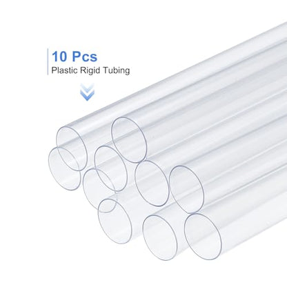 uxcell 10 Pcs Clear Plastic Rigid Tubing 18mm ID x 19mm OD, 0.5 Meters Length Round Polycarbonate Tubing for Aquarium Water Pipe, Water Cooling System, Plumbing - size: 18mm x 19mm