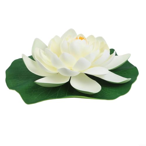 Floating Pond Lily Pads Artificial Flowers Decoration With Handcrafted Detail And Stable Float Base Suitable Aquarium And Garden Pools(For Milky white) - color: For Milky White