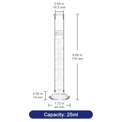 4-Pack Borosilicate Glass 25 ml Heavy Wall Graduated Cylinder Measuring Cylinder - size: 25 ml
