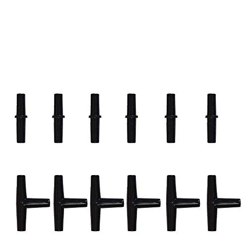 Aquarium 50 Feet Standard 3/16" Black Flexible Airline Tubing with Black Plastic Connectors for Fish Tank,Terrariums, and Hydroponics - size: 50 Feet with connectors