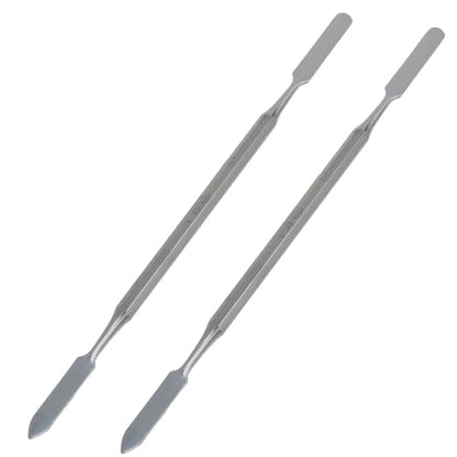 Silver Stainless Steel lab mini Double-Ended Spatula Double-Ended Spatula semi-Miniature Spatula Cone Arrow end18cm/7.08inch Flat end for Mixing Cement and Carving 2pcs