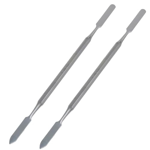 Silver Stainless Steel lab mini Double-Ended Spatula Double-Ended Spatula semi-Miniature Spatula Cone Arrow end18cm/7.08inch Flat end for Mixing Cement and Carving 2pcs
