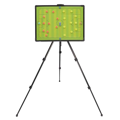 Magnetic Soccer Coaching Football Tactical Board, Portable Tactical Display Board with Triangle Bracket Stand, Player Markers, Backpack, for Instruction of Soccer Training/Match Setup Tactics