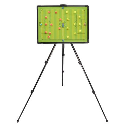 Magnetic Soccer Coaching Football Tactical Board, Portable Tactical Display Board with Triangle Bracket Stand, Player Markers, Backpack, for Instruction of Soccer Training/Match Setup Tactics