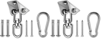 HOMPER Hammock Hanging Kit 360° Rotating Hanging Chair Hardware 1000 lb Capacity (Pack of 2) - color: Silver, size: 1 (Pack of 2)