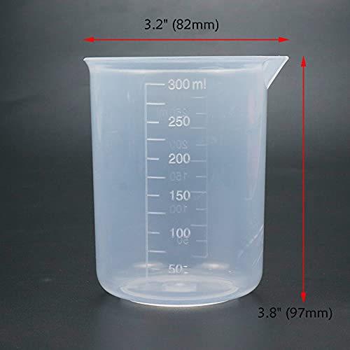 Antrader Kitchen PP Measuring Cup Scientific Plastic Graduated Beaker Transparent 250ml-300ml - size: 250ml-300ml