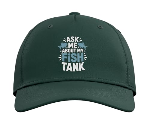 Ask Me About My Fish Tank Sunset Fishing Adjustable Baseball Hat - color: Dark Green