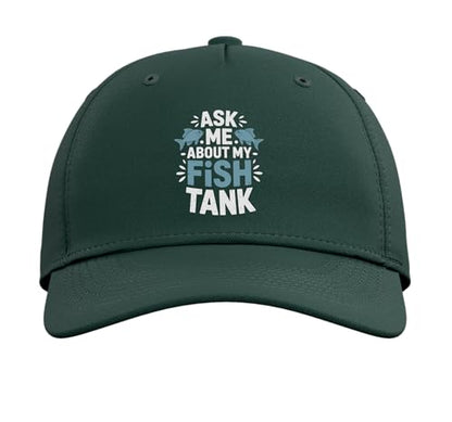 Ask Me About My Fish Tank Sunset Fishing Adjustable Baseball Hat - color: Dark Green
