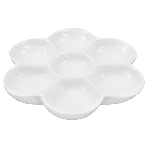 4.53" Hermit Crab Ceramic Food Dish,7 Compartments Ceramic Anti-Turning Food & Water Bowl for Hermit Crab Tarantula Snail - size: 4 inch