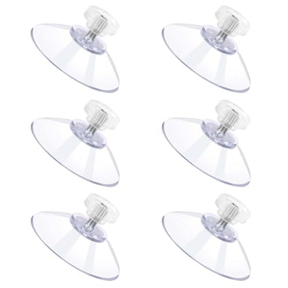 Mozeat Lens 6 PCS Suction Cups for Glass, 32mm Strong Suction Cup with Metal Screw Rods and Nuts Clear PVC Heavy Duty Plastic Sucker Pads Holder Without Hooks for Bathroom Wall Door Window Car Shade