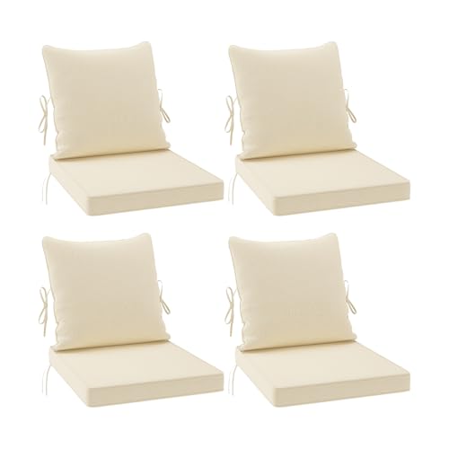 Soohow Outdoor Chair Cushions Set of 4, 19"× 19" Outdoor Sofa Replacement Cushions with Removable Cover for Patio Furniture, Beige - color: Beige, size: 19*19 Inch