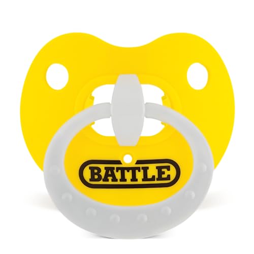 Battle Binky Oxygen Football Mouthguard | Maximum protection for safe secure fit, Built-in airflow channels, No boiling required, Advanced composite material - color: Yellow/White