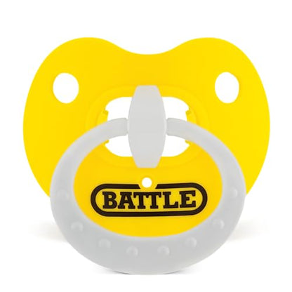 Battle Binky Oxygen Football Mouthguard | Maximum protection for safe secure fit, Built-in airflow channels, No boiling required, Advanced composite material - color: Yellow/White