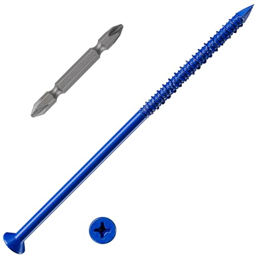 (30 PCS) 1/4''x6 Concrete Screw Anchor Blue Flat Head for Anchoring to Masonry, Block or Brick Stucco - color: Blue, size: 1/4"x6"