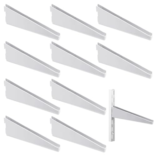 Yalikop 10 Pack dual track shelf bracket for Double Track System adjustable shelf brackets Closet Organization Heavy Duty Wire Shelf Brackets (White,11.5 Inches) - color: White, size: 4.7 Inches