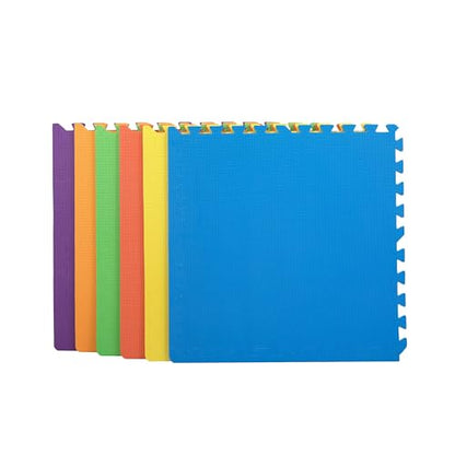 FlooringInc Baby Play Mat for Floor, Extra Large 2'x2' Foam Floor Tiles for Kids, Soft Interlocking Puzzle Mat, 1/2 Inch Thick, Non-Toxic EVA (Rainbow, 6 Tile Pack, 24 Sq Ft) - size: 6 Tile Pack
