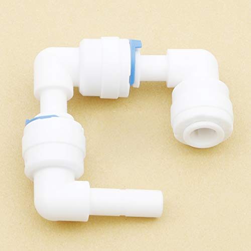 Elbow Water 1/4-Inch Tube Quick Connect Fitting +5 Lock Clips for Reverse Osmosis Filter Pack of 5