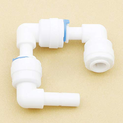 Elbow Water 1/4-Inch Tube Quick Connect Fitting +5 Lock Clips for Reverse Osmosis Filter Pack of 5
