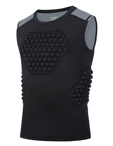 Roadbox Youth Baseball Chest Protector Padded Compression Shirt Heart Guard - color: 03 Black+Gray, size: X-Small