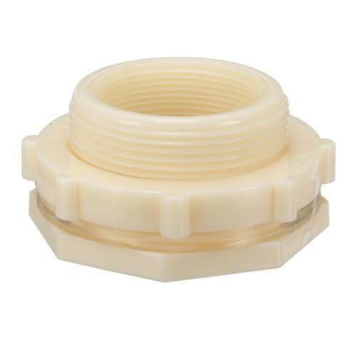 PATIKIL ABS Bulkhead Fitting NPT2", Bulkhead Water Tank Connector with Silicone Seal Gasket Garden Hose Fitting for Rain Bucket, Sinks, Aquariums, White
