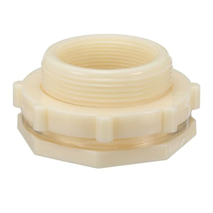 PATIKIL ABS Bulkhead Fitting NPT2", Bulkhead Water Tank Connector with Silicone Seal Gasket Garden Hose Fitting for Rain Bucket, Sinks, Aquariums, White