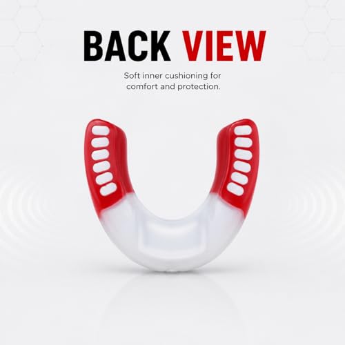 Mouth Guard for Sports, Youth&Adult Mouthguard for Football, Lacrosse, Hockey, Boxing, MMA, Mouth Piece, Protective Gear (White Red) - color: White Red