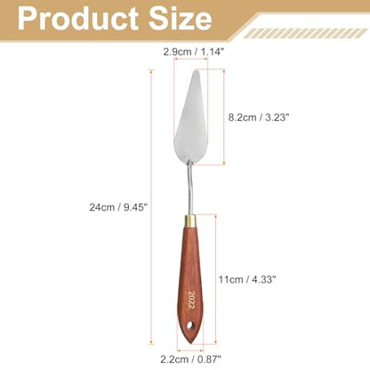 HARFINGTON Palette Knife Painting Tool 3.23" x 1.14" Stainless Steel Teardrop Blade 9.45" Length Spatula Painting Pallet Knives with Hole Beech Wood Handle for Oil Acrylic Canvas, Red/Silver