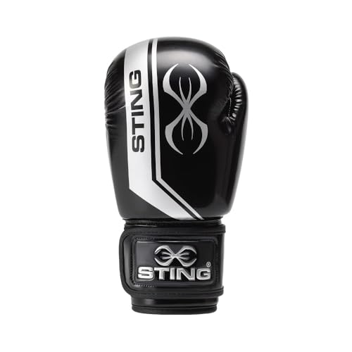 STING Armalite Boxing Gloves, Durable Boxing Equipment for Boxing Training, Balanced Weight Distribution - color: Black/Silver, size: 16 Oz