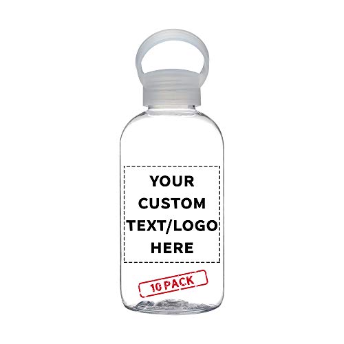 DISCOUNT PROMOS 10 Beau Water Bottles with Handle Set, 20 oz. - Customizable Text, Logo - Flexi-Grip, Plastic, Drinkware - Clear - color: - Custom - Clear, size: 10 bottles